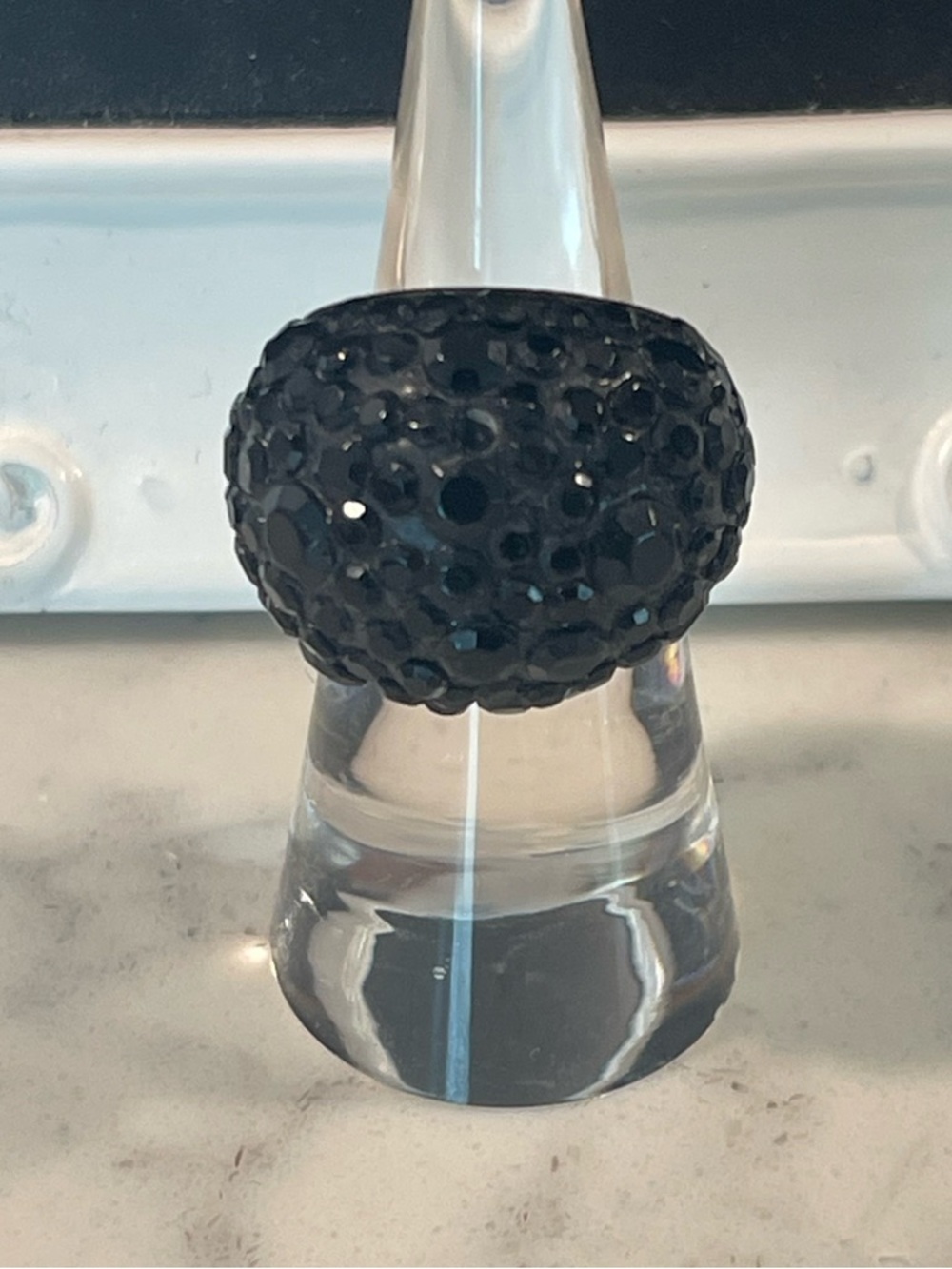 Black Crystal Pavé Dome Ring - Women Accessories